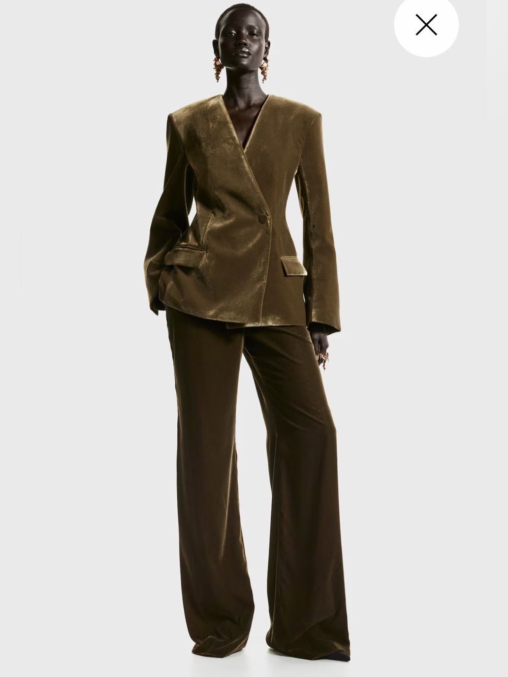 NWOT VIRAL H&M Olive Green Velvet Pantsuit